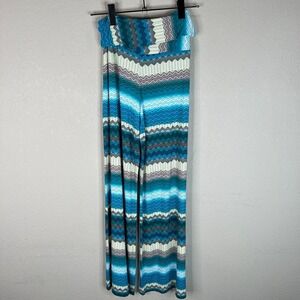 Karina‎ Grimaldi Pants Palazzo Knit Line Fold Over Waist Zigzag Wide Leg XS